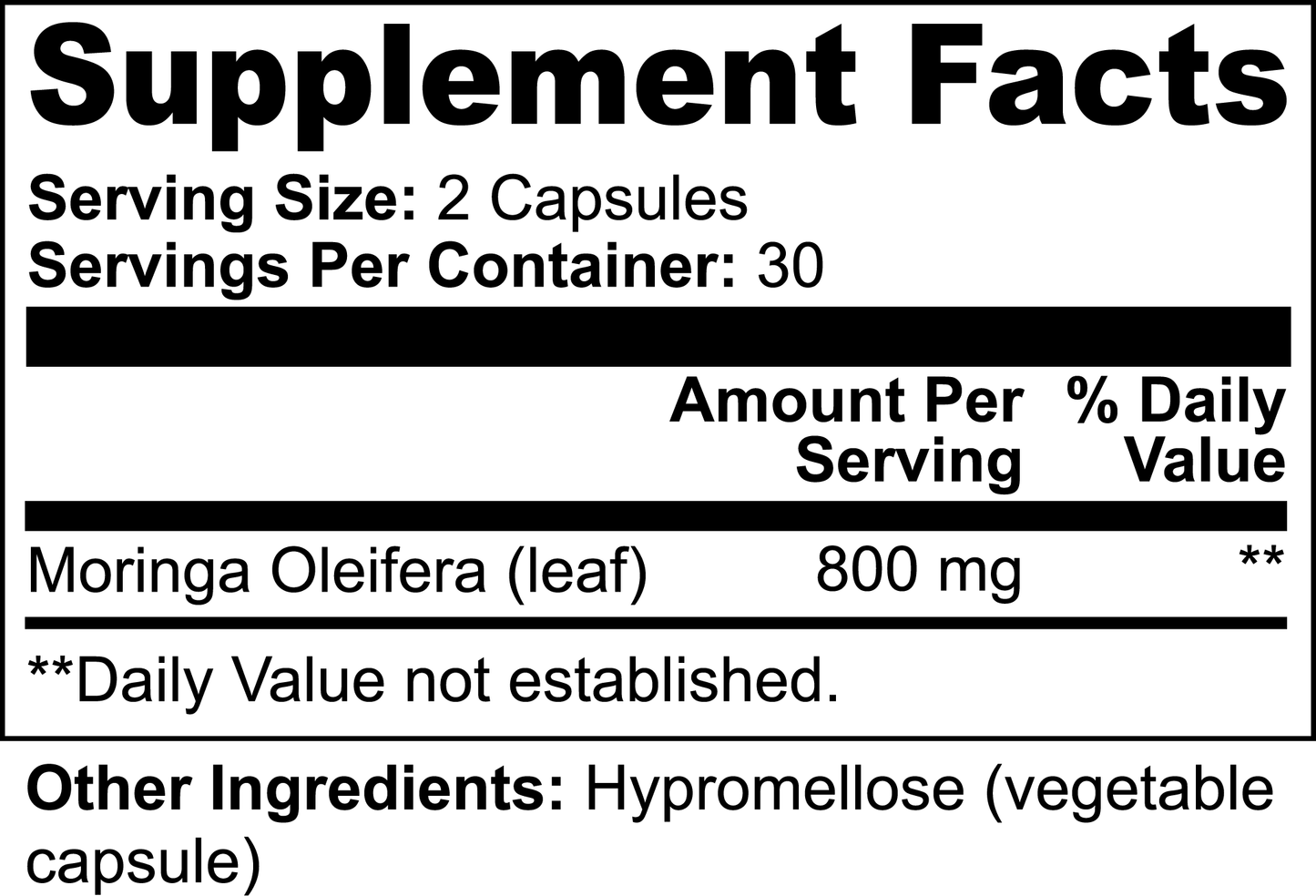 MORINGA PURE - 100 % Natural - 60 Capsules