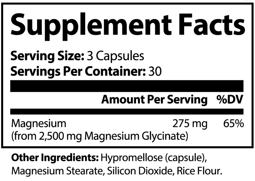 MAGNESIUM GLYCINATE - 100 % Natural - 90 Capsules
