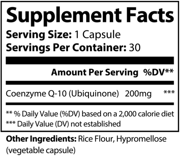 COENZYME Q10 - Ubiquinone - 100 % Natural - 30 Capsules